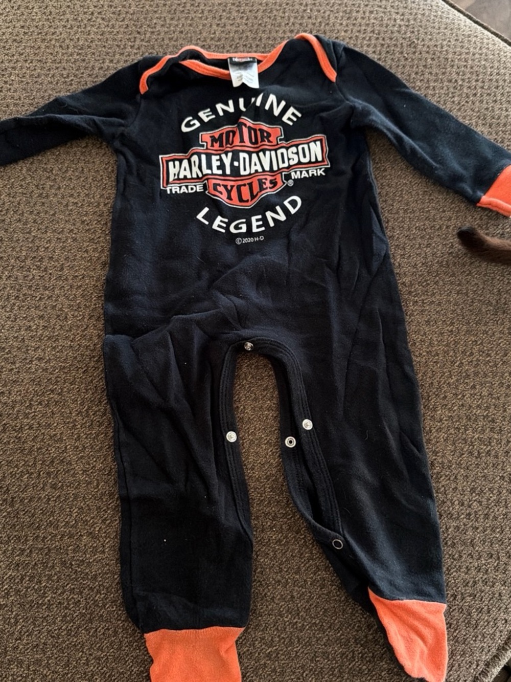 Harley-Davidson Black & Orange Infant Footed One-Piece